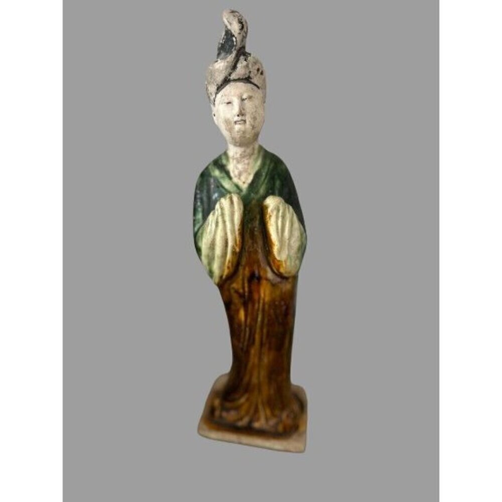 T’ang Dynasty Style Man' Statue Sculpture Stoneware Hand Painted